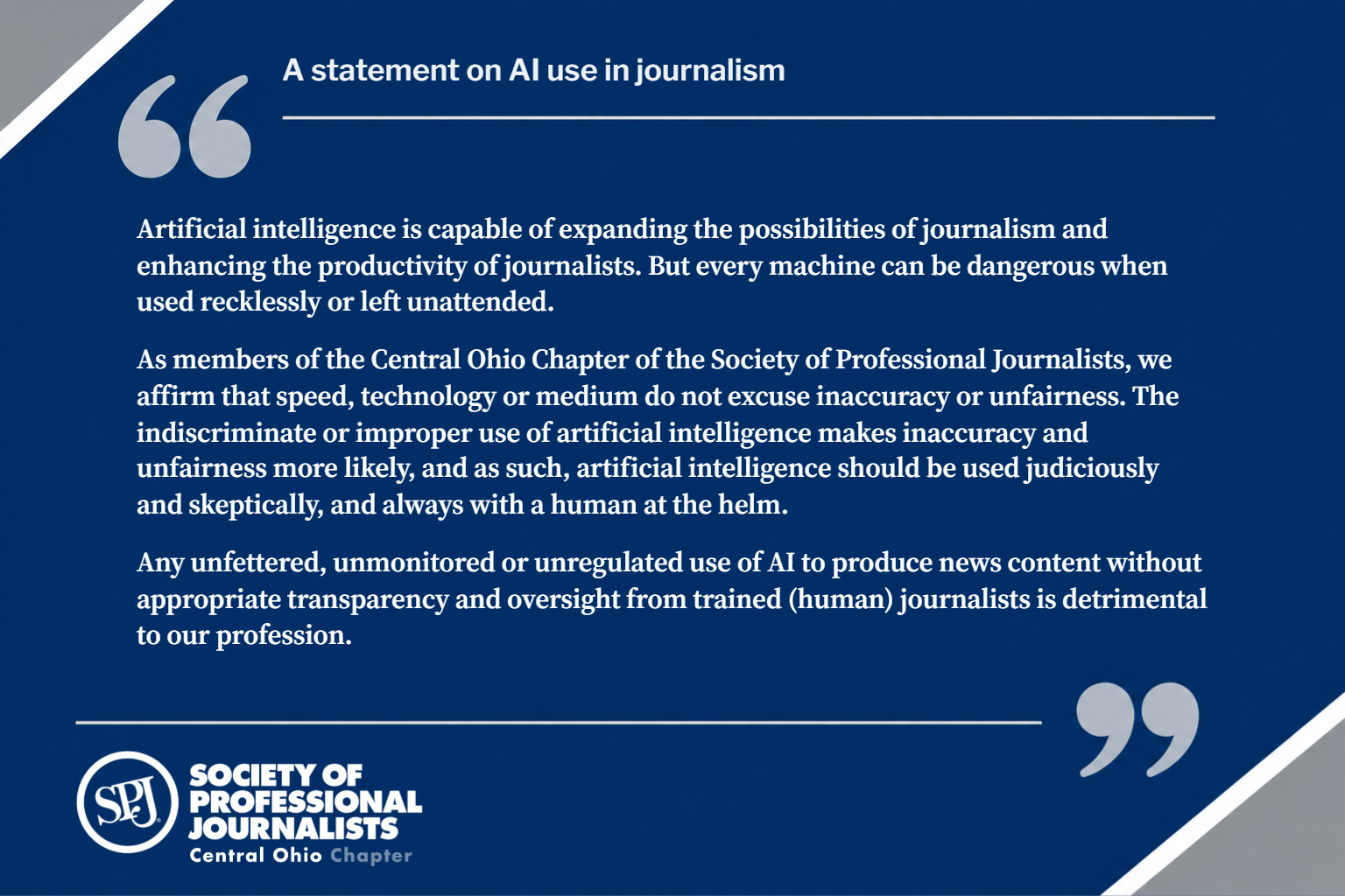SPJ Central Ohio Board Adopts Statement on AI use